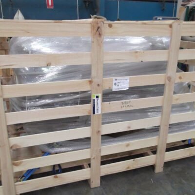 Closed wooden slatted crate